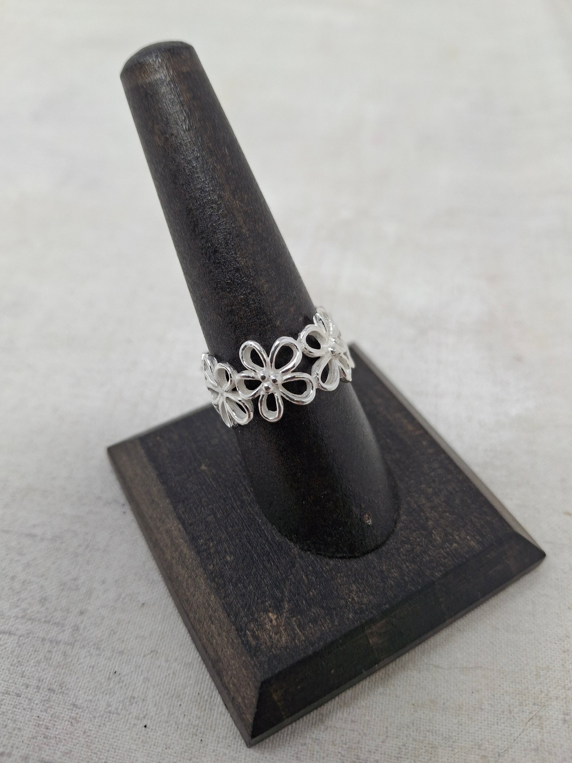 Sterling Silver Elemental Styles (Flower) Adjustable Ring