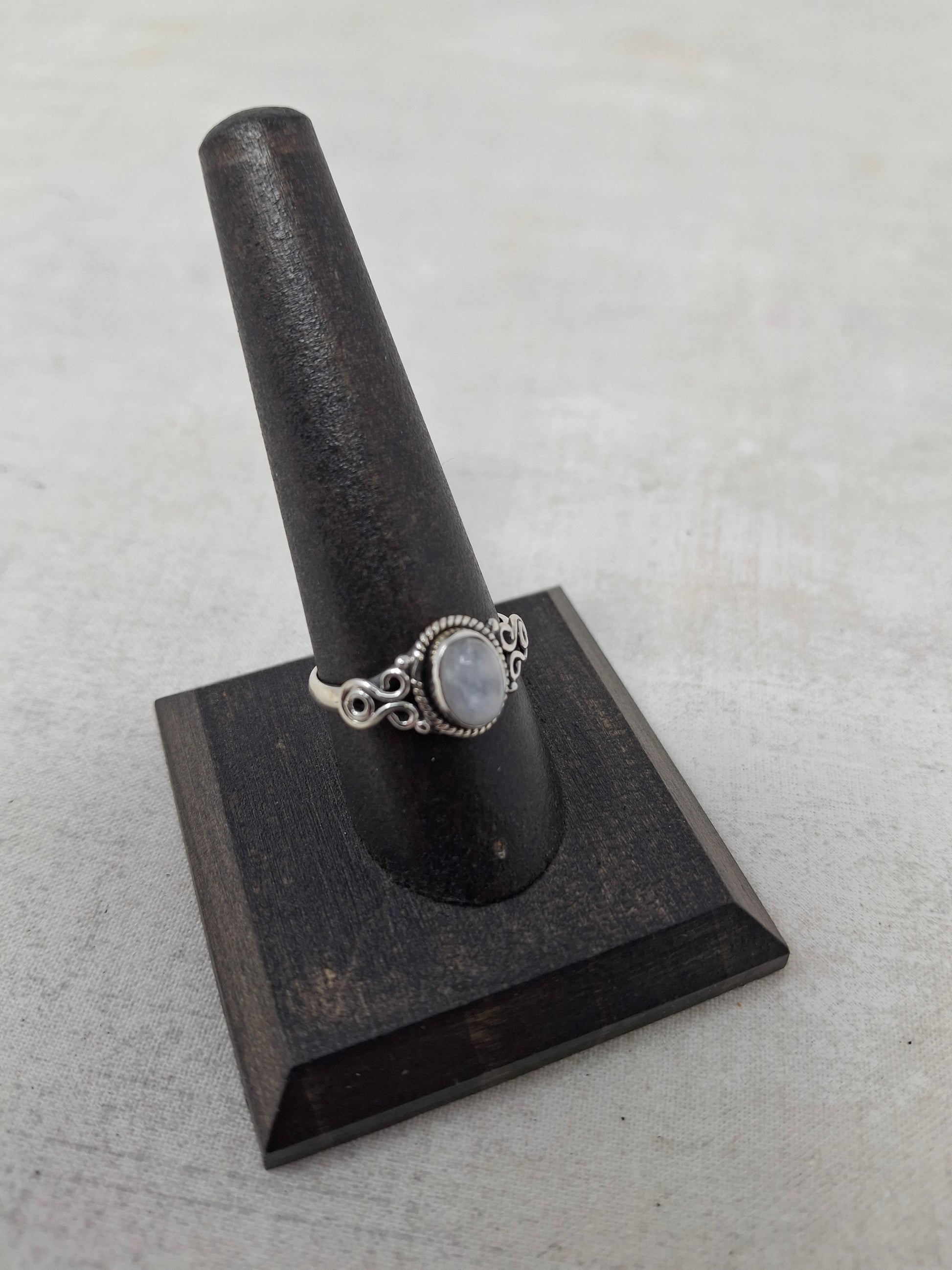 Sterling Silver Old School Boho Style Moonstone Ring