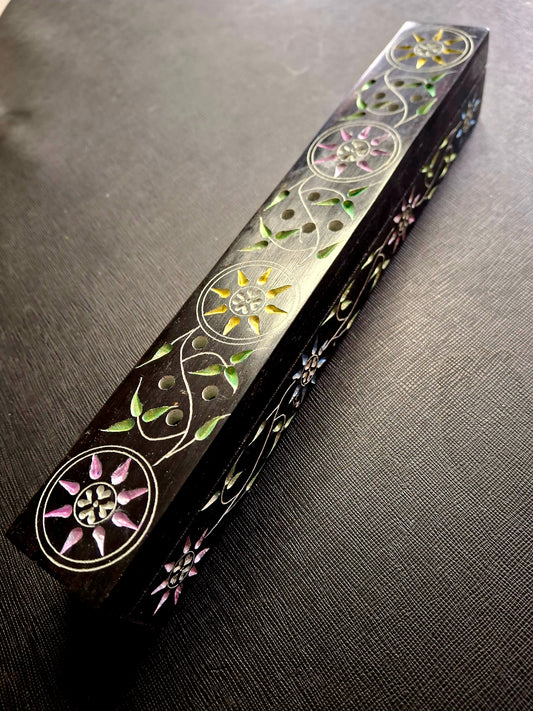 Stone Incense & Cone Burner Coffin Box 10"