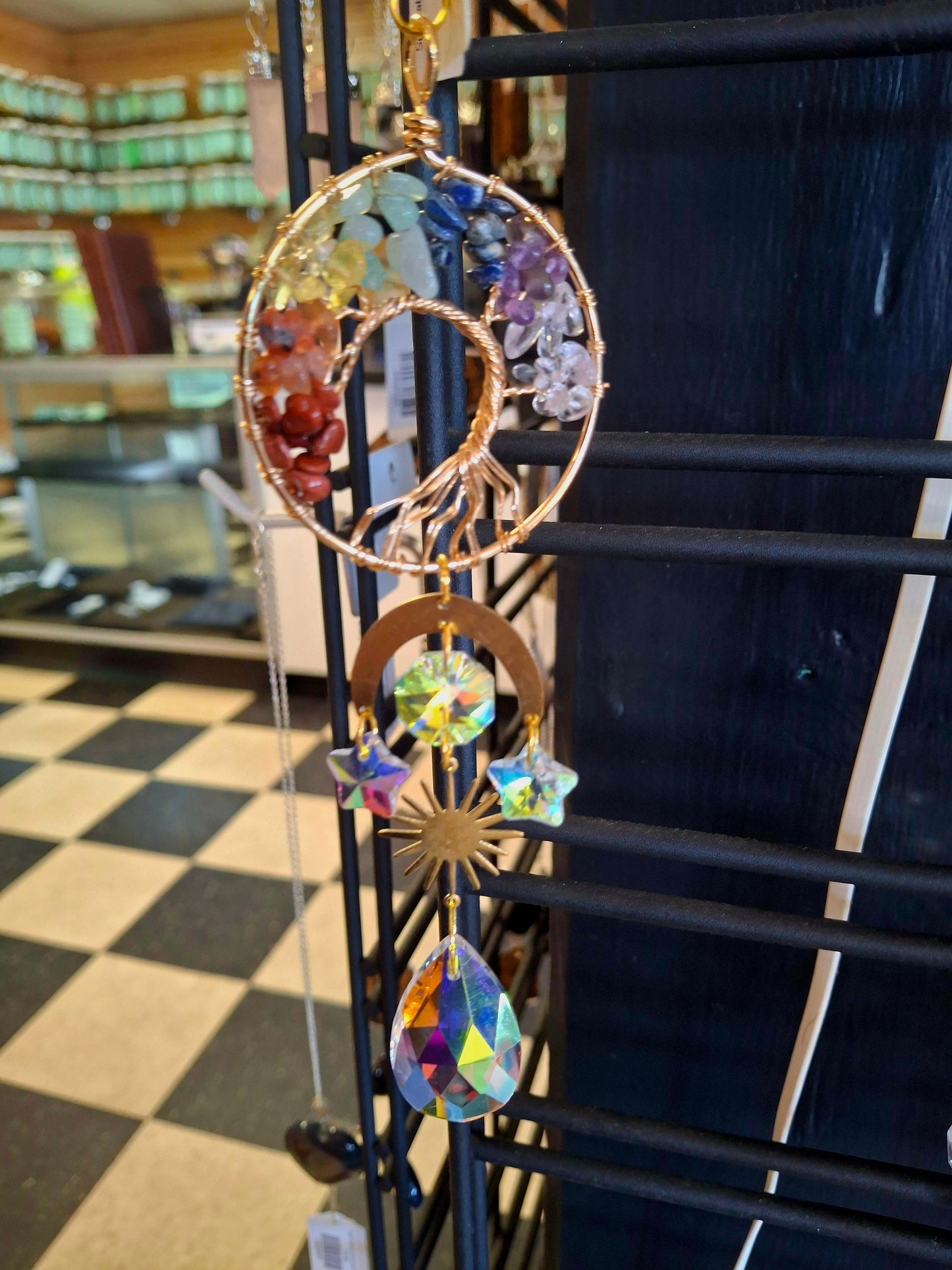 Sun Catcher - 7 Chakra Gemstone Tree of Life 14"