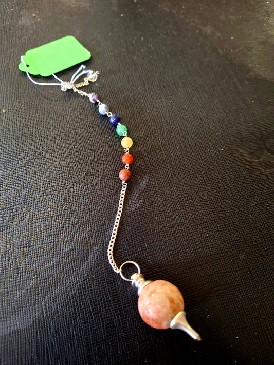 Sunstone Chakra Chain Ball Pendulum