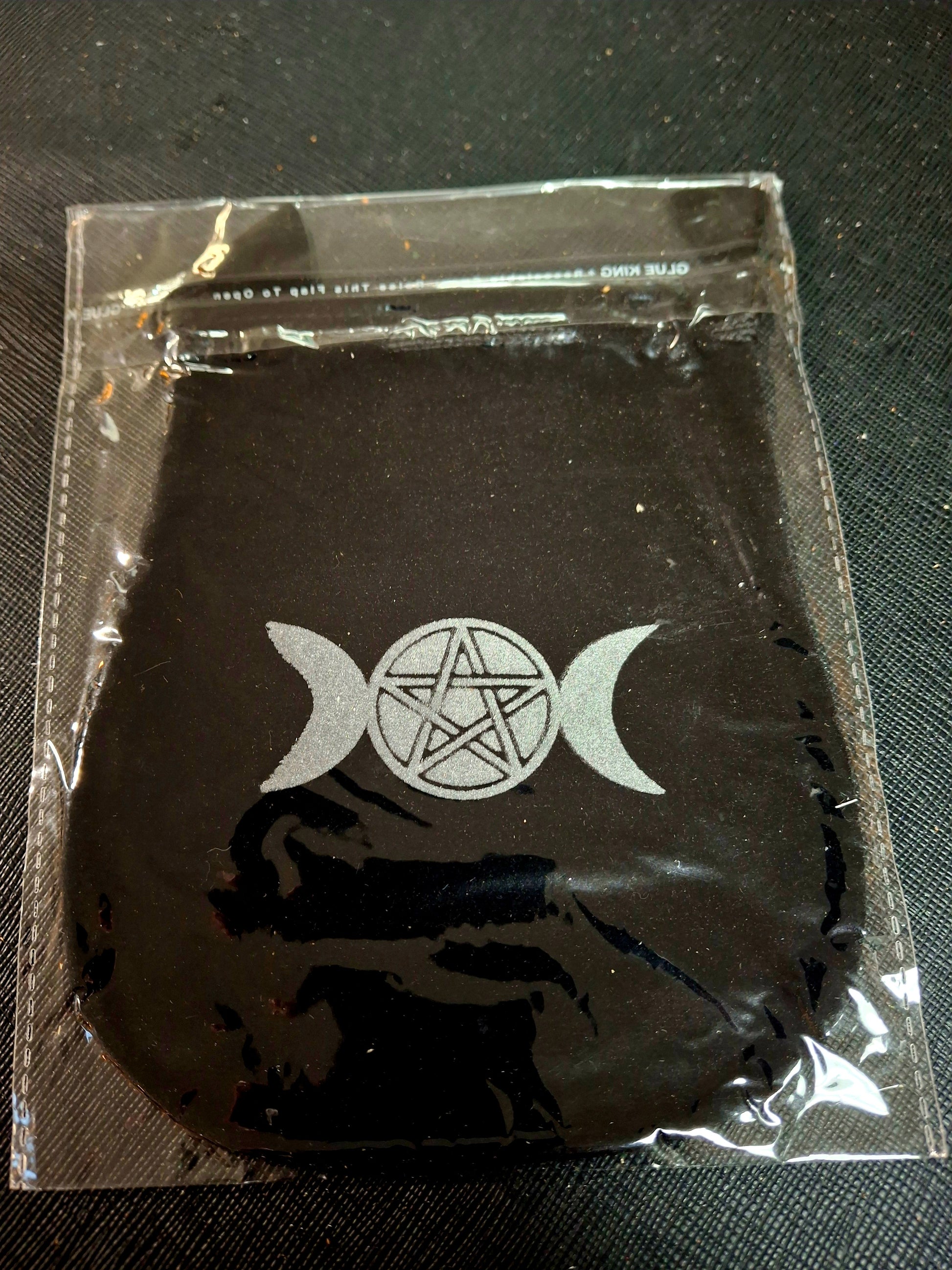 Triple Moon Pentagram Velvet Bag 5x5"