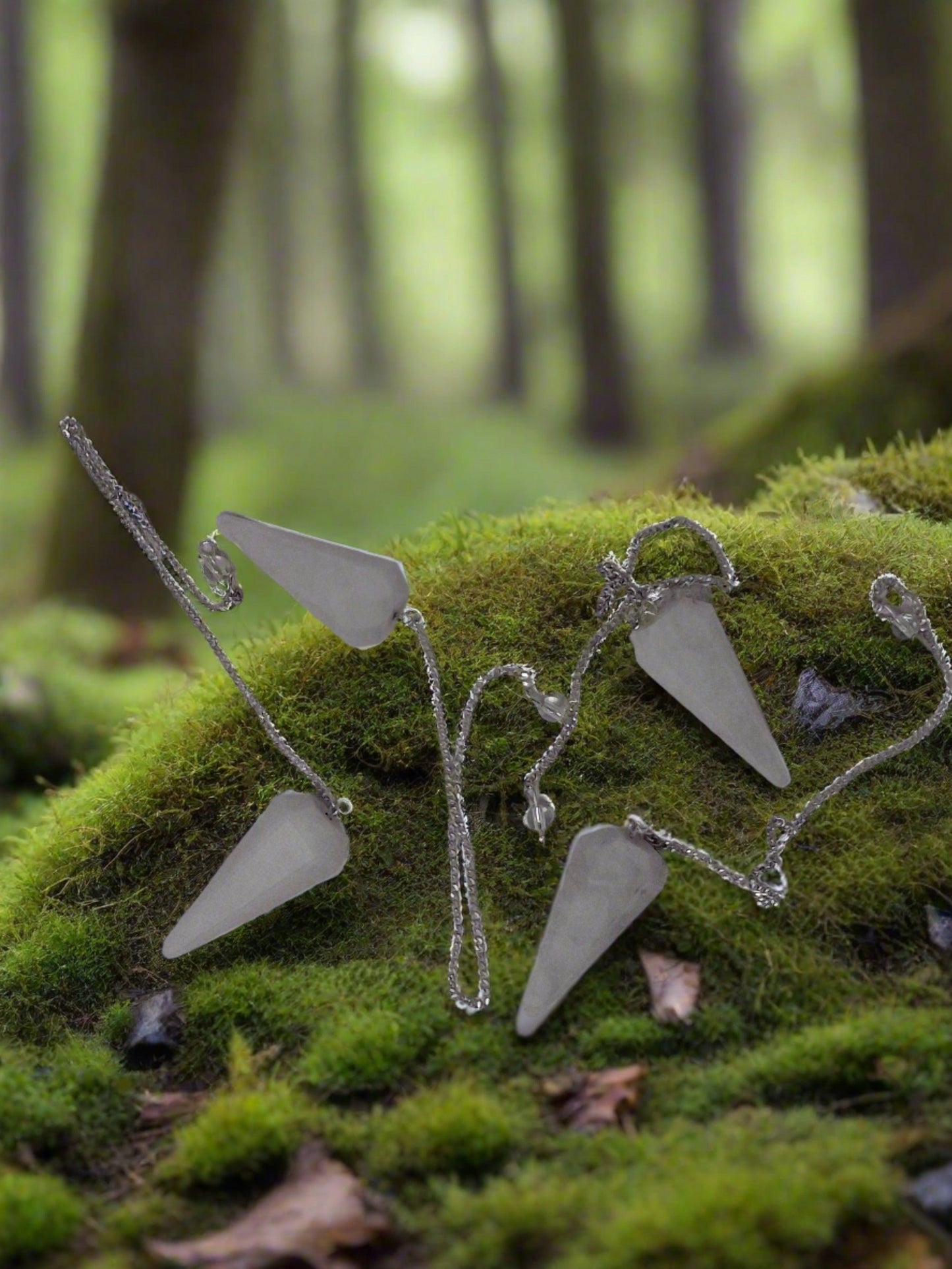 White Quartz Gemstone Pendulum with Chain