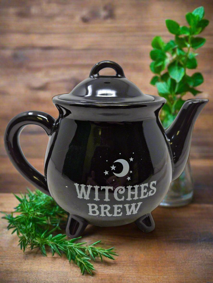 Witches Brew Ceramic Cauldron Tea Pot/Kettle 7"L x 5.50"H with lid