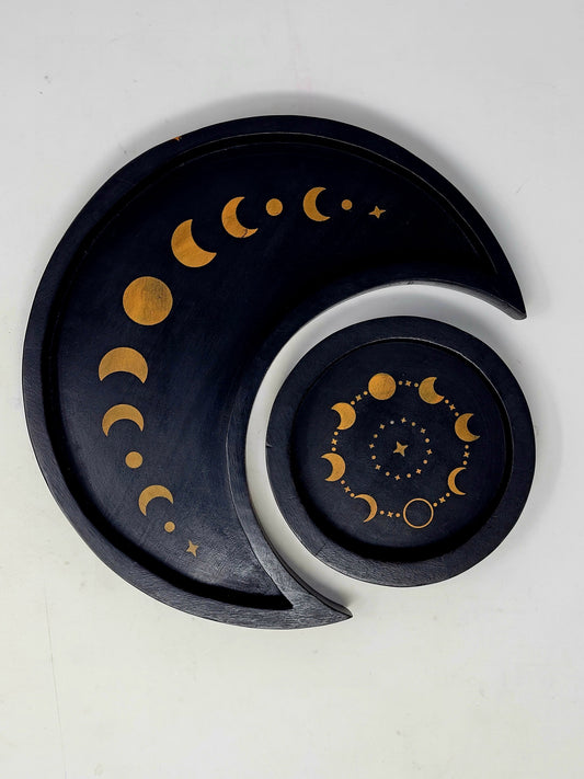 Wood Bowl Phases of the Moon (2 piece set)