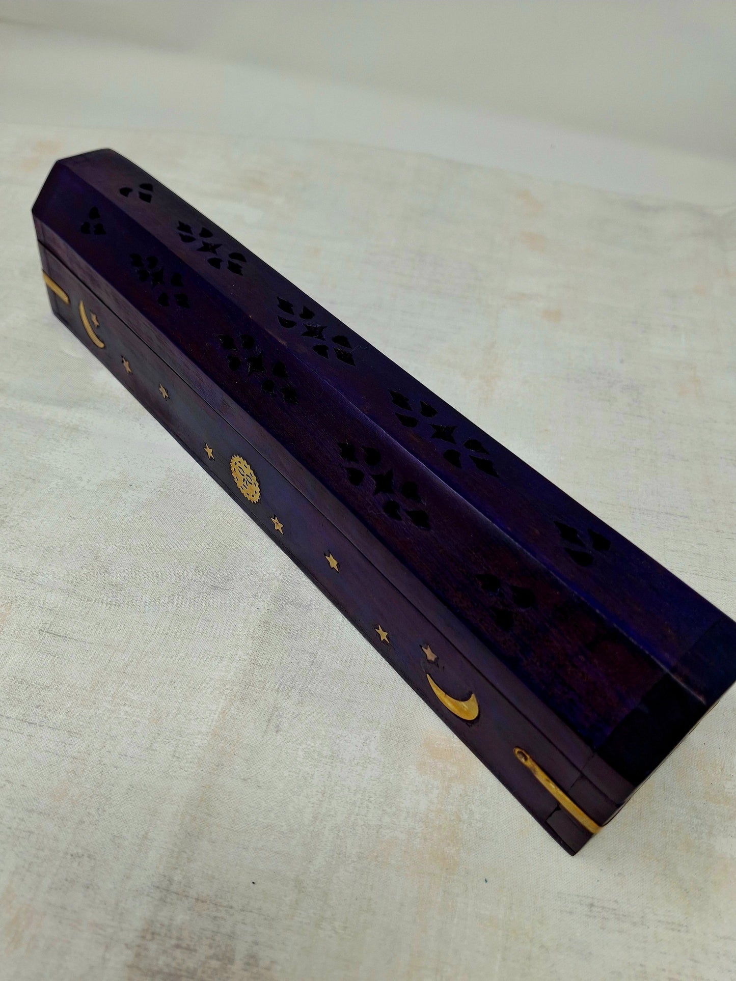 Wood Incense Box Burner Celestial (Purple)