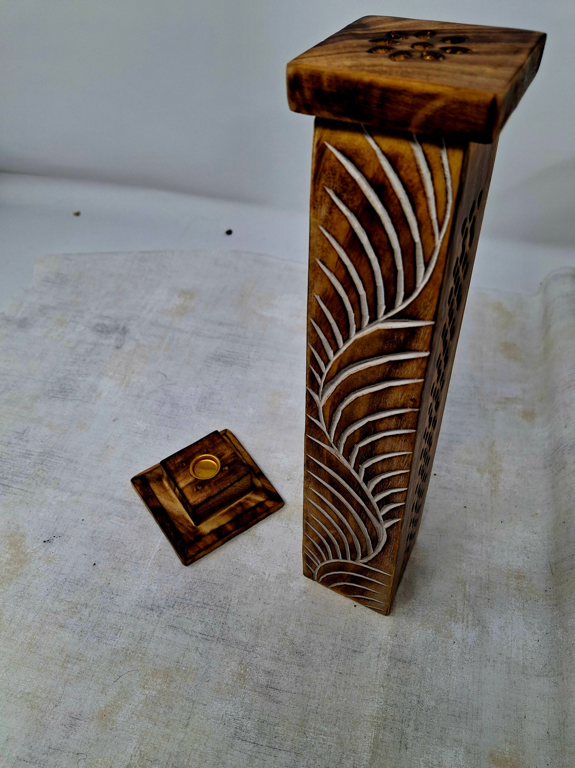 Wood Incense Tower - Feather