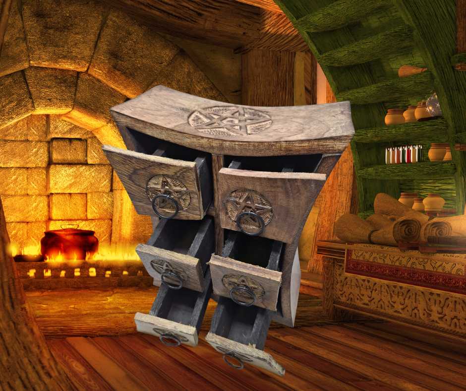 Wooden Storage Almirah Curved Pentacle