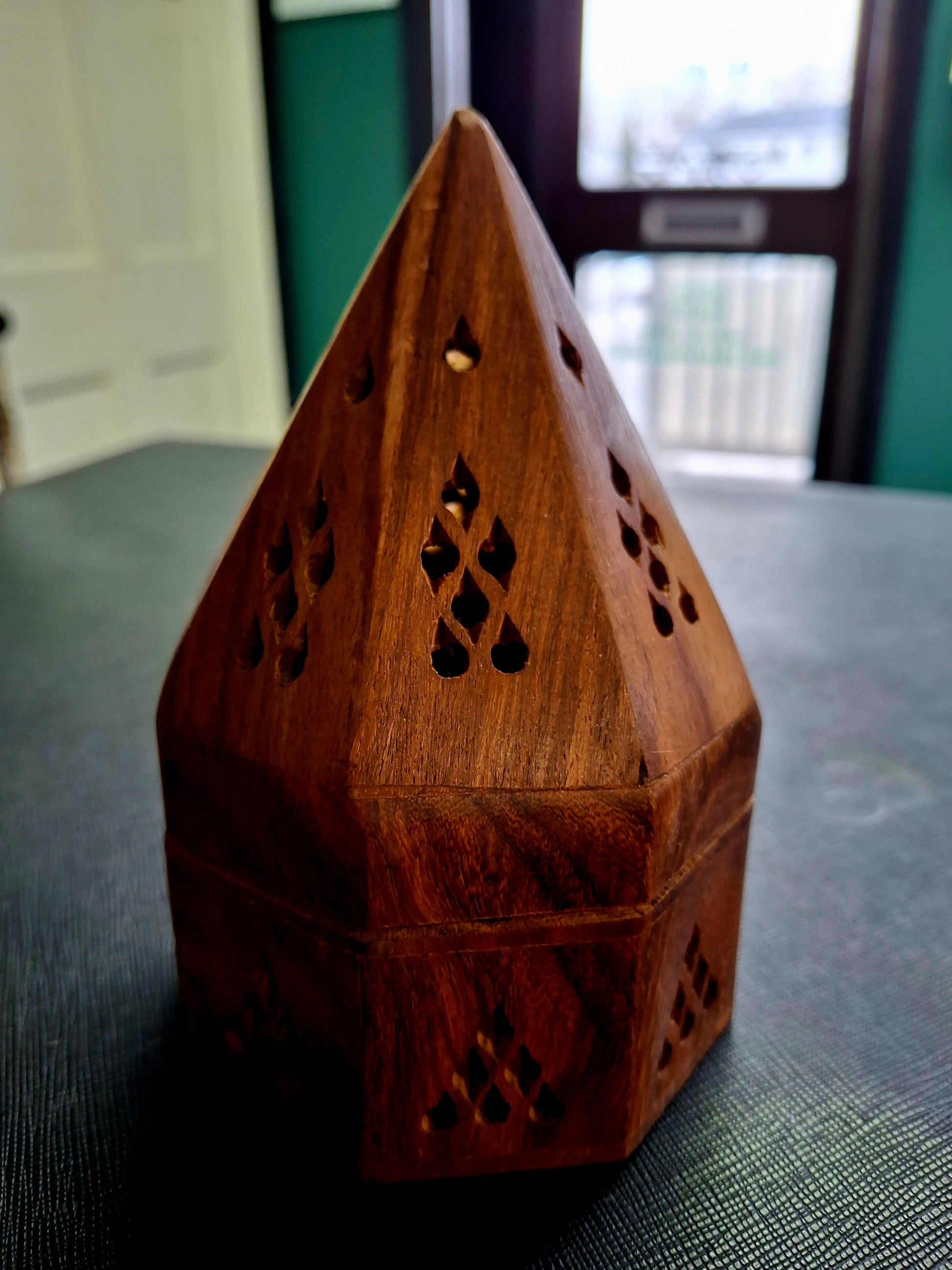 Wooden Temple Cone/Charcoal Burner 5.5"H