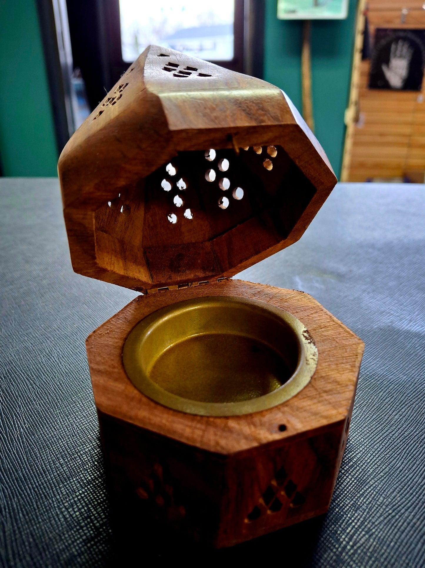 Wooden Temple Cone/Charcoal Burner 5.5"H