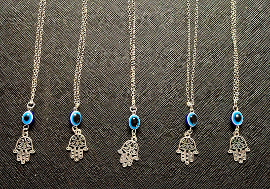 Hamsa Hand Evil Eye bead Necklace with chain