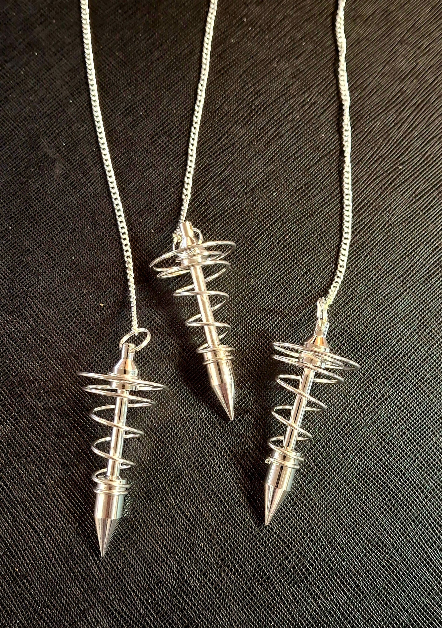 Spiral Silver Finish Pendulum 2.5"L with Chain