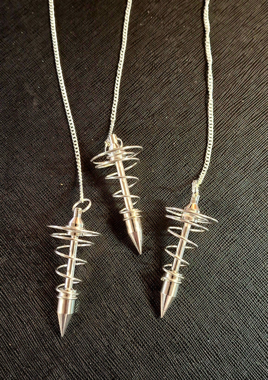 Spiral Silver Finish Pendulum 2.5"L with Chain