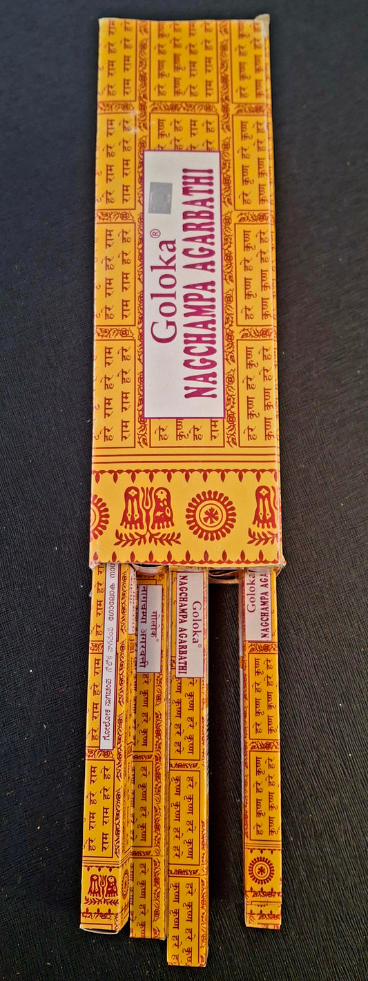 GOLOKA Nagchampa Agabrathi 10 GRAM Incense Sticks (8pk)